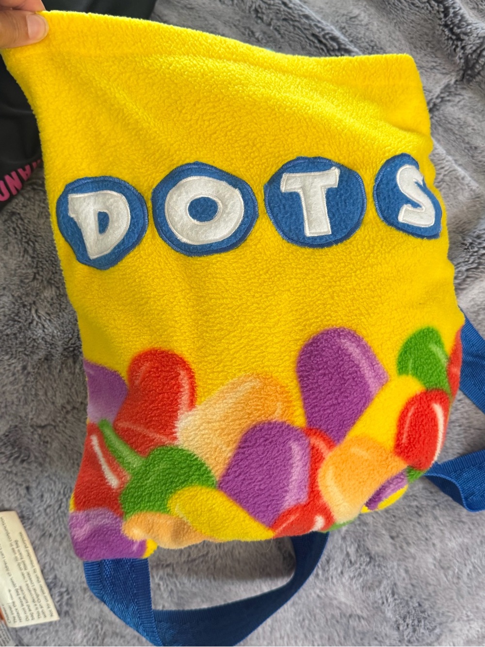 Y2K 2007 Tootsie DOTS Candy Fleece/Backpack Yellow Novelty Plush Drawstring Bag